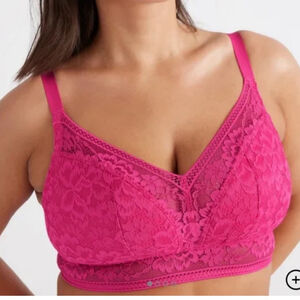 knix Pink Wireless Lace Bustier Bralette Sz XL+ New with Tags